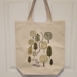 Canvas Tote Bag with Tree Design